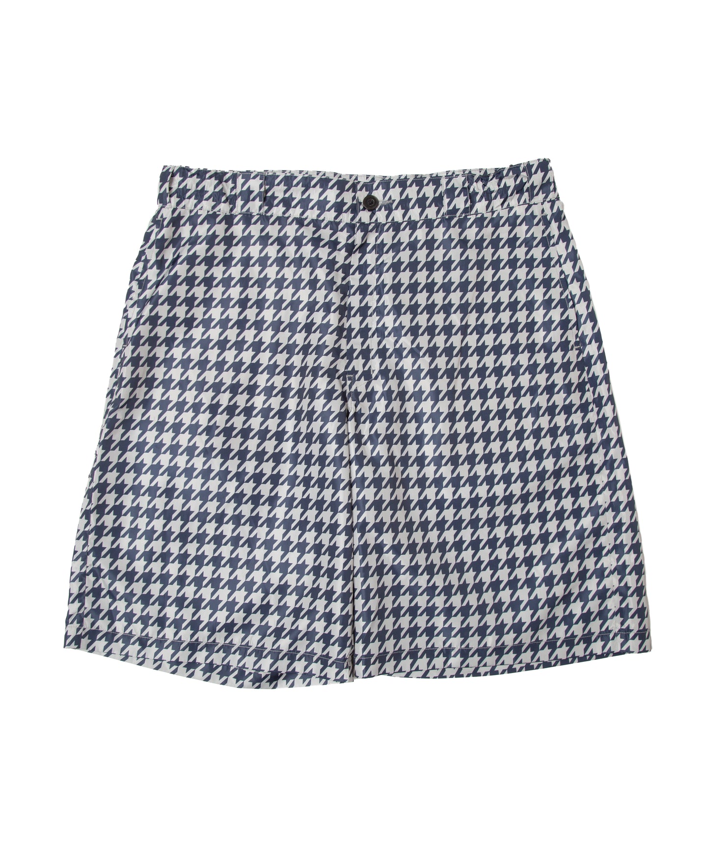 DOUBLE FOUR SIX-  Houndstooth Pattern Back Logo Pants Chidori Navy