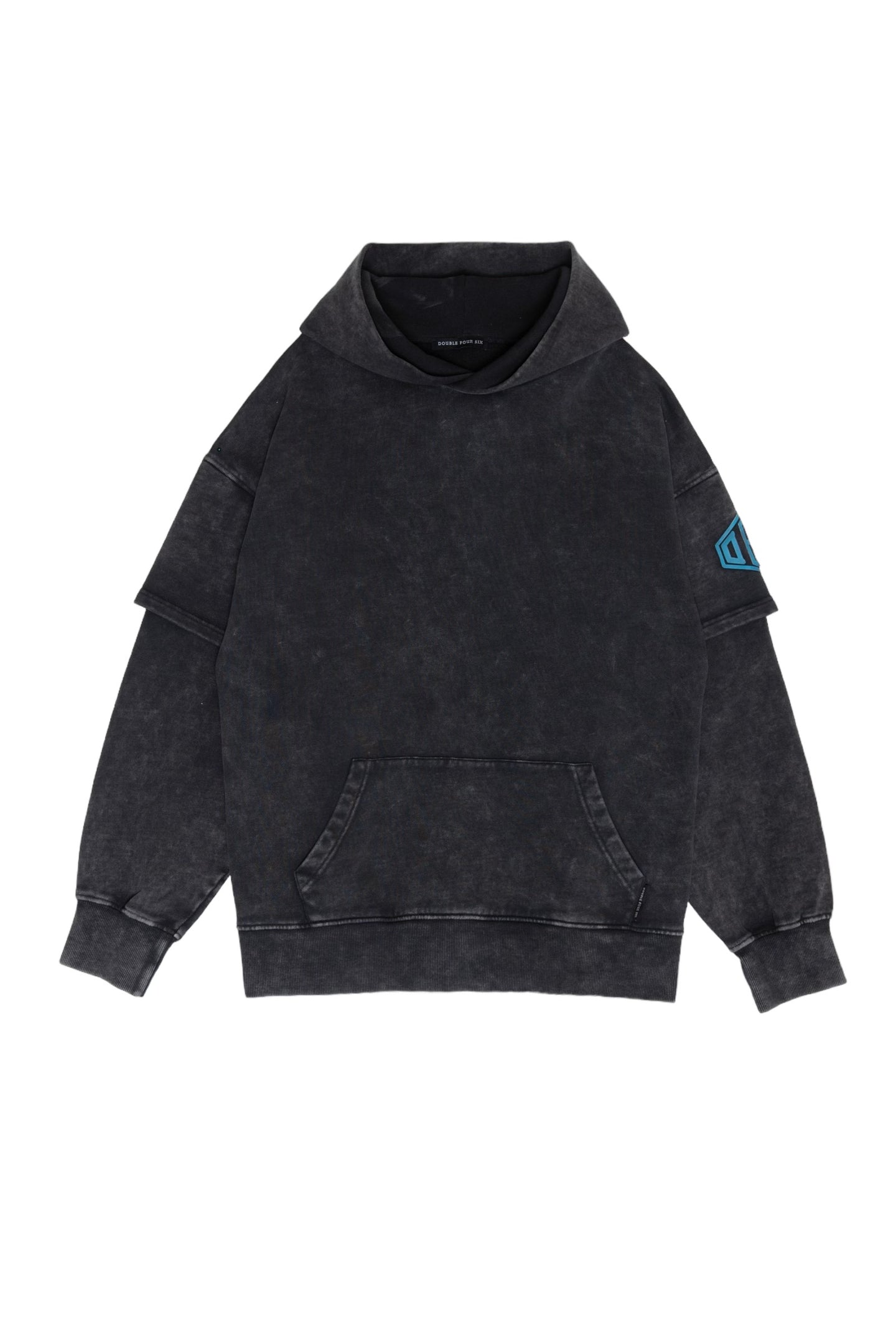 DFS-Silicon Logo  Layered Sleeve Hoodie Black