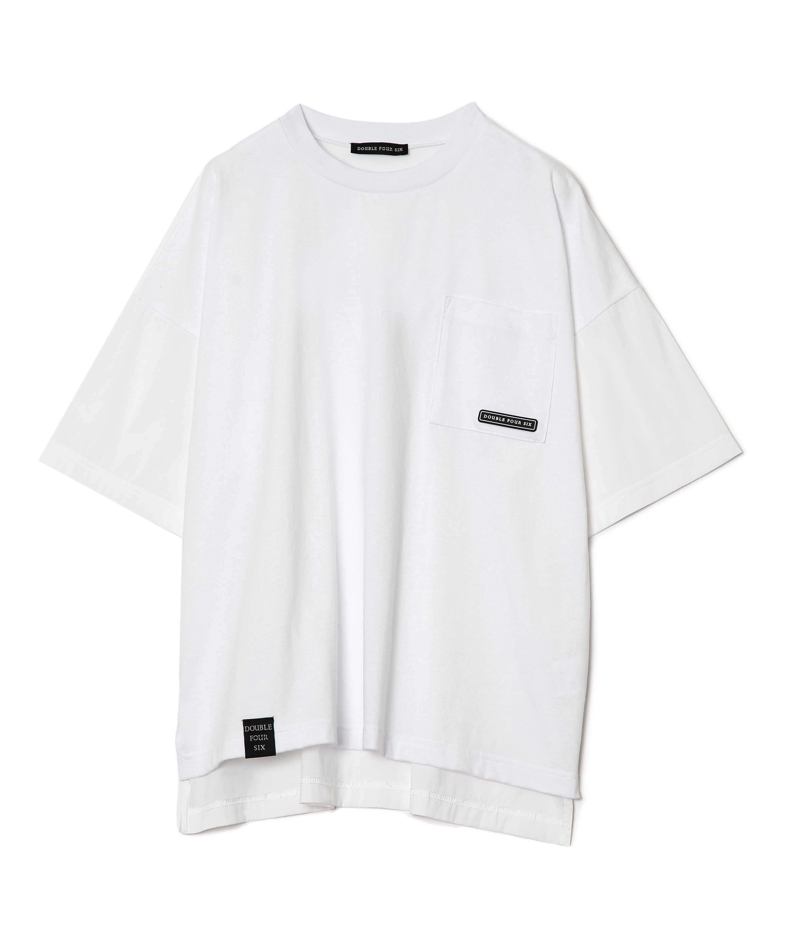 Multi-material T-shirt White – 446 - DOUBLE FOUR SIX -