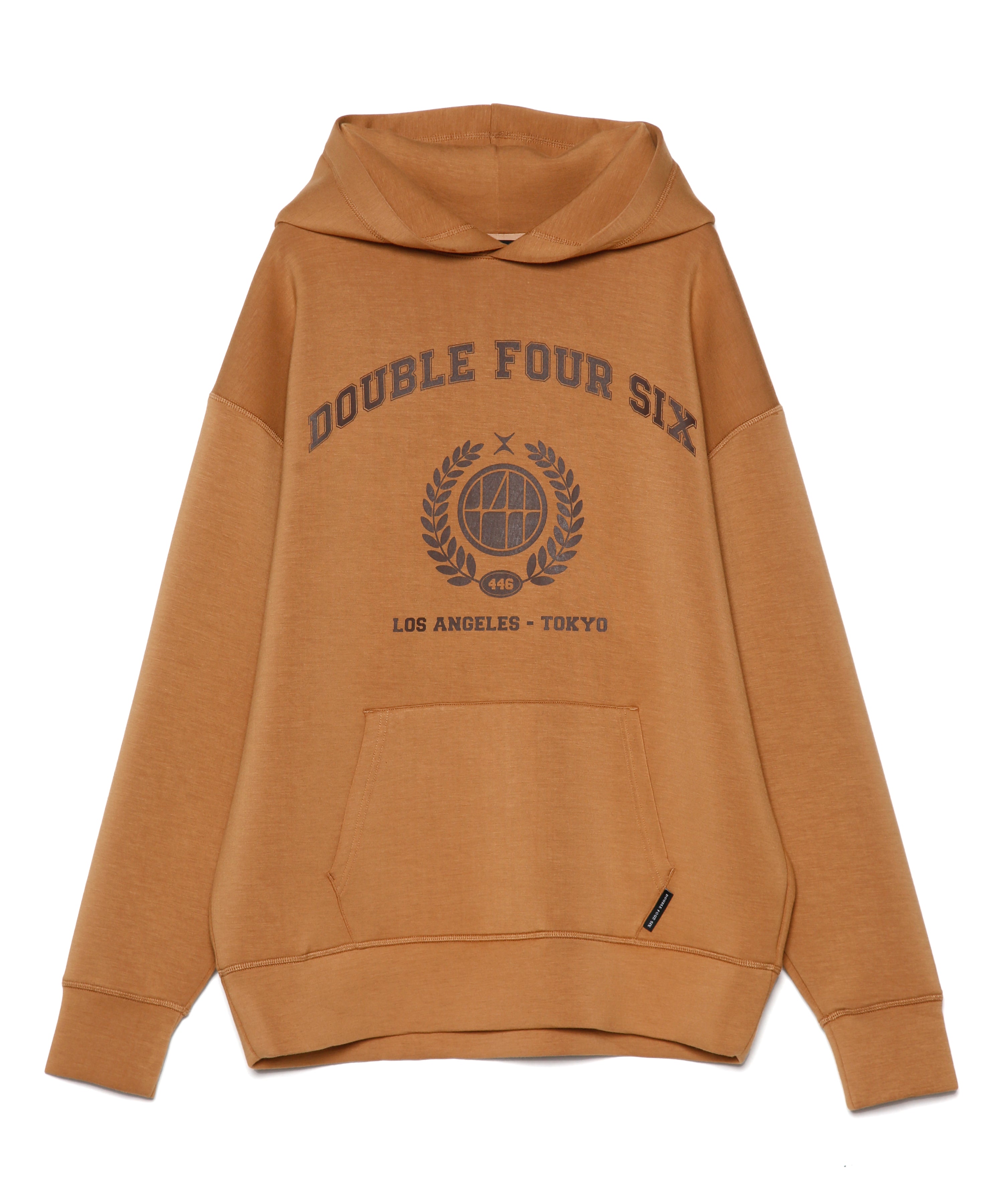 【数量限定商品】446-DOUBLE FOUR SIX- College Print Hoodie Brown