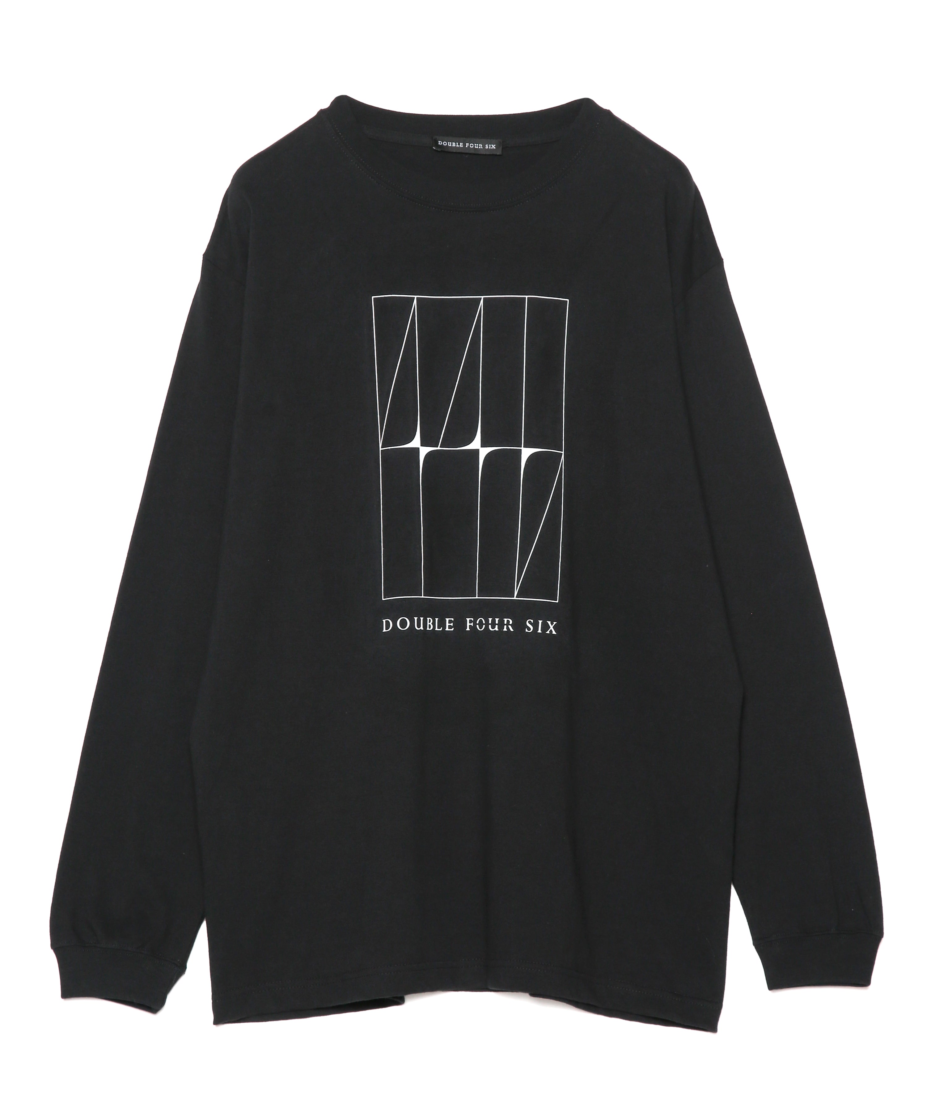 DOUBLE FOUR SIX- Message Print Long Sleeve T-shirt Black Yahoo