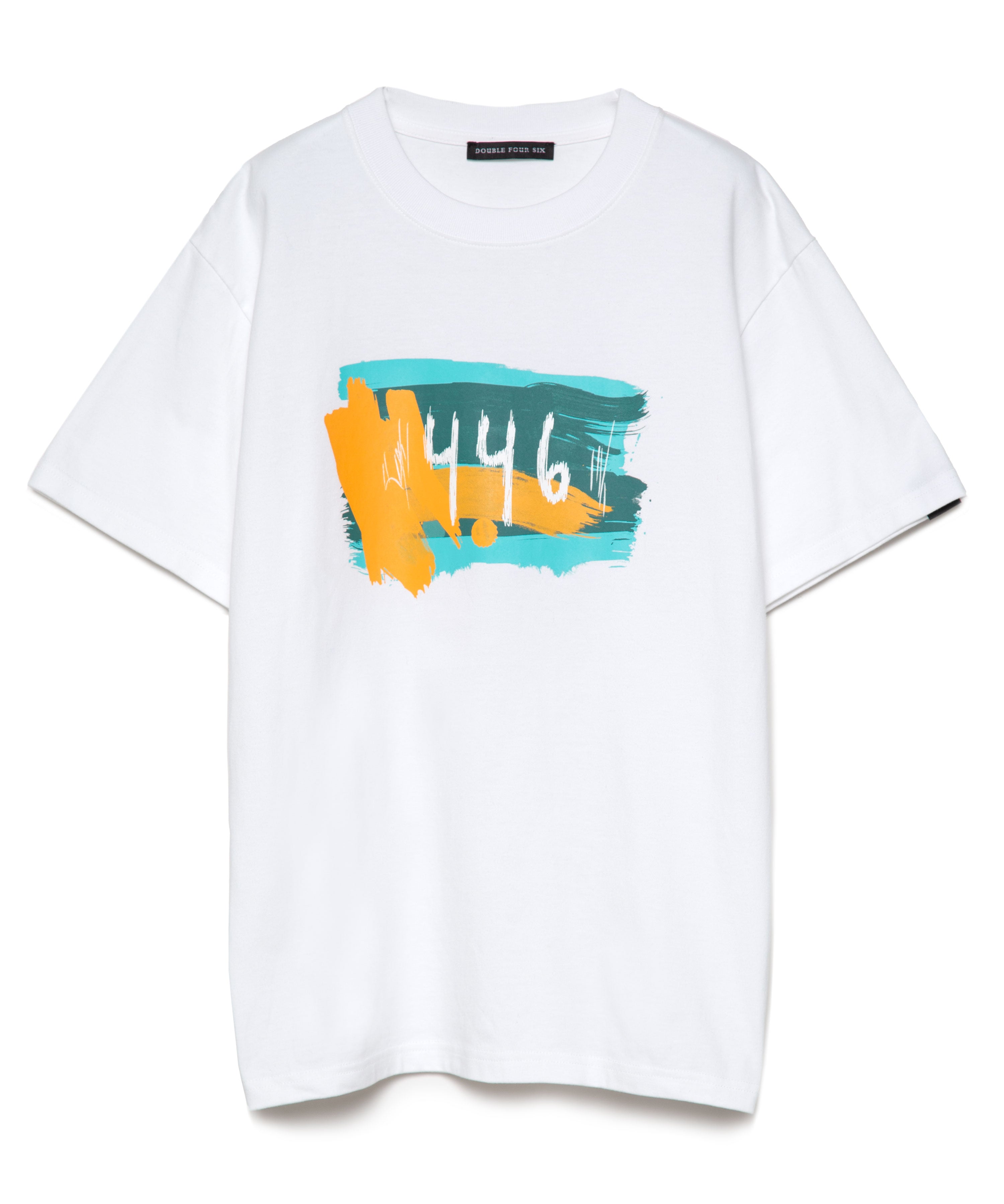 446- Brush Logo Print T-shirt White – 446 - DOUBLE FOUR SIX -