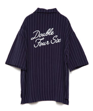 画像をギャラリービューアに読み込む, 【数量限定商品】DOUBLE FOUR SIX-  Back Logo Linen Stripe Shirt  Navy
