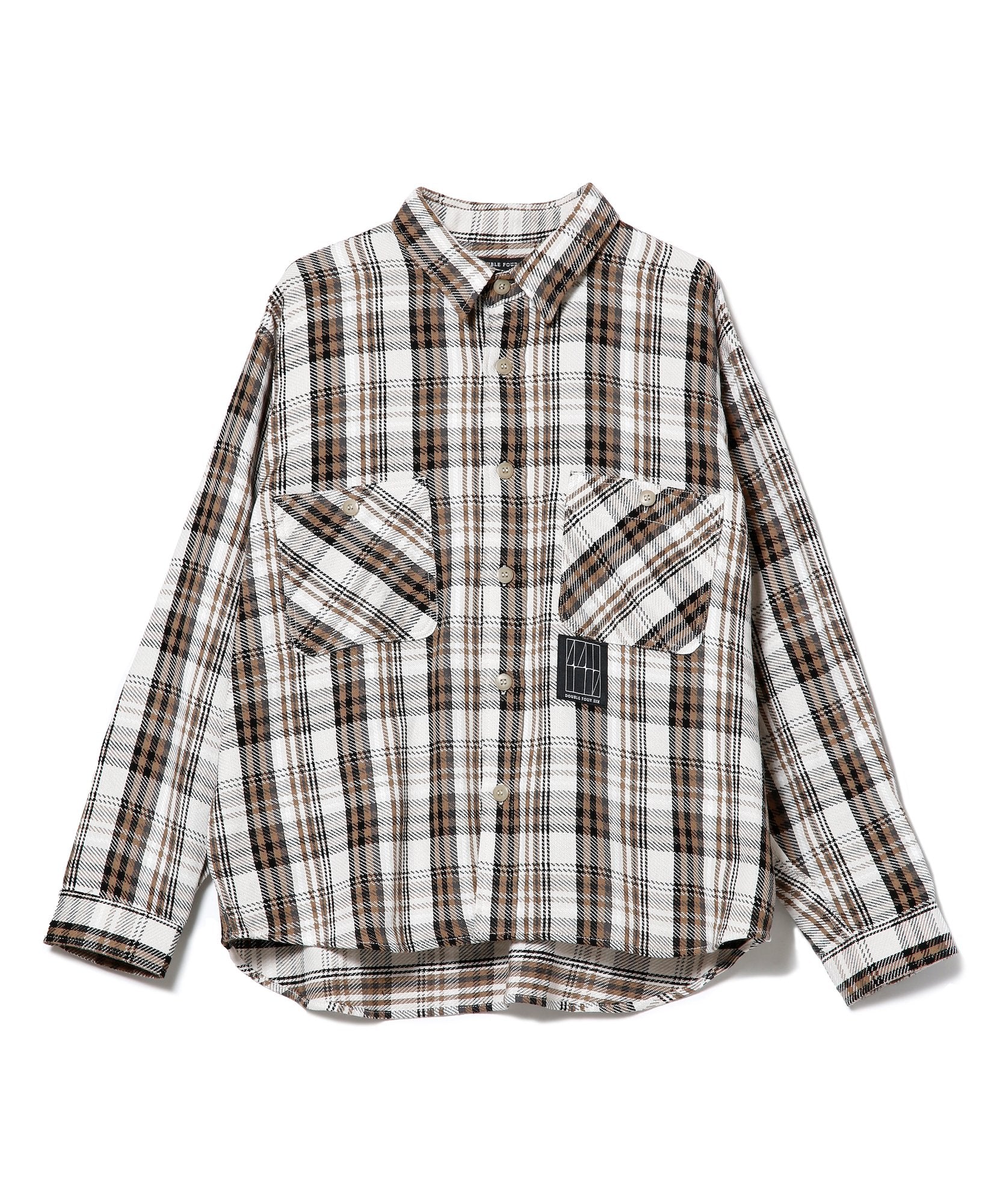 446 Emblem Checkered Shirt off-white – 446 - DOUBLE FOUR SIX -