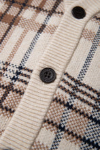 画像をギャラリービューアに読み込む, 446-Leather Emblem Checked Knit Cardigan Beige Check
