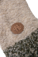画像をギャラリービューアに読み込む, 446-Leather Emblem Bicolour Knit Cardigan Beige
