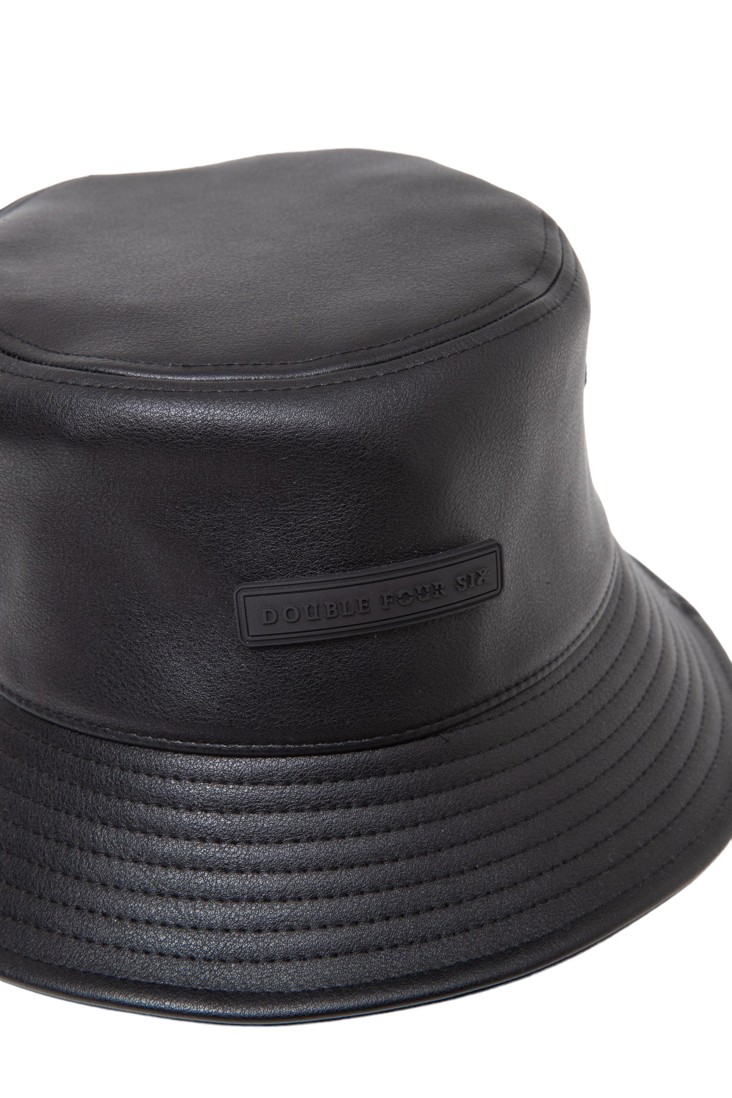 【第二弾アイテム】DOUBLE FOUR SIX-Silicon Patch Eco Leather Bucket Hat Black