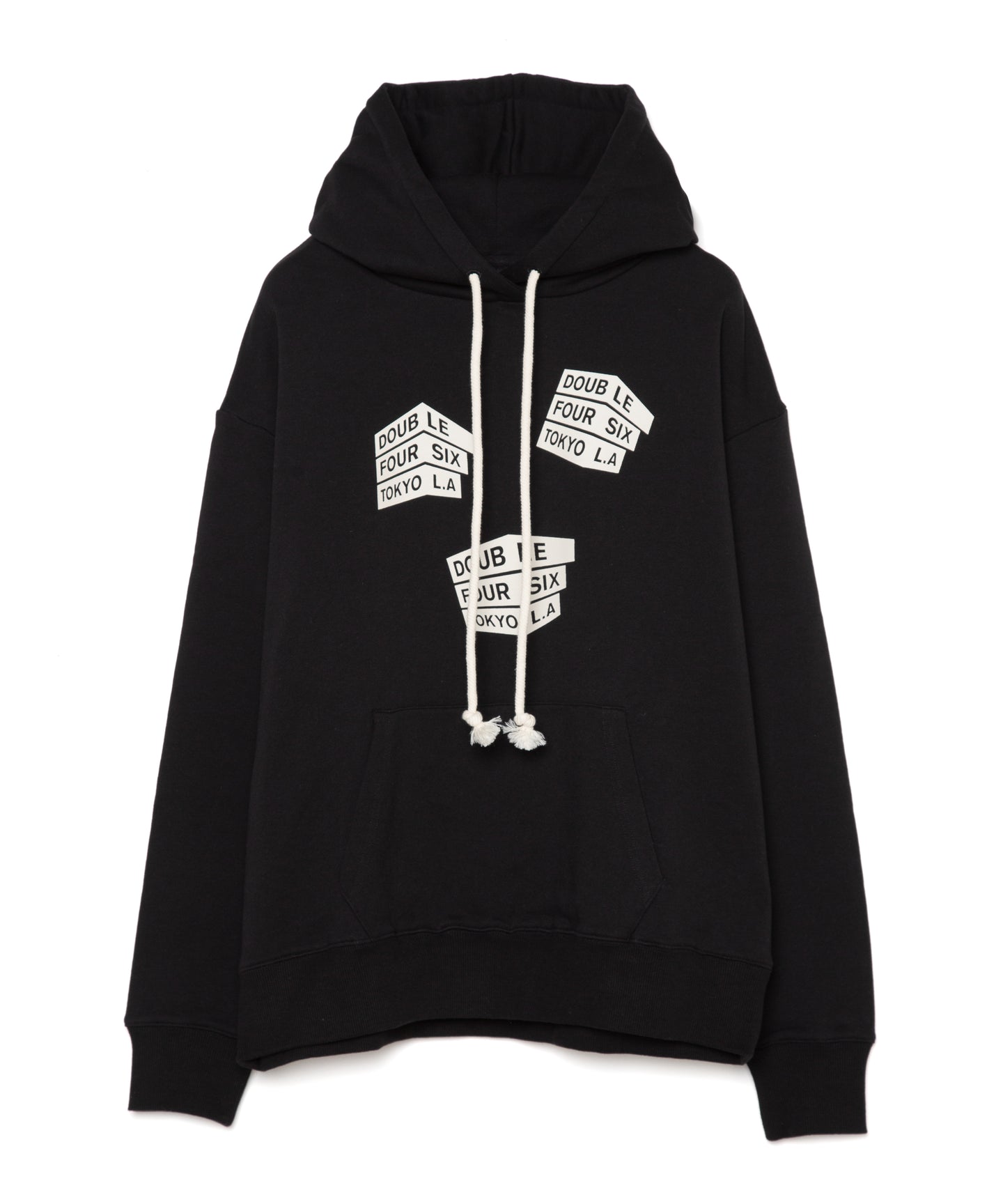 DOUBLE FOUR SIX-Block Logo Hoodie Black