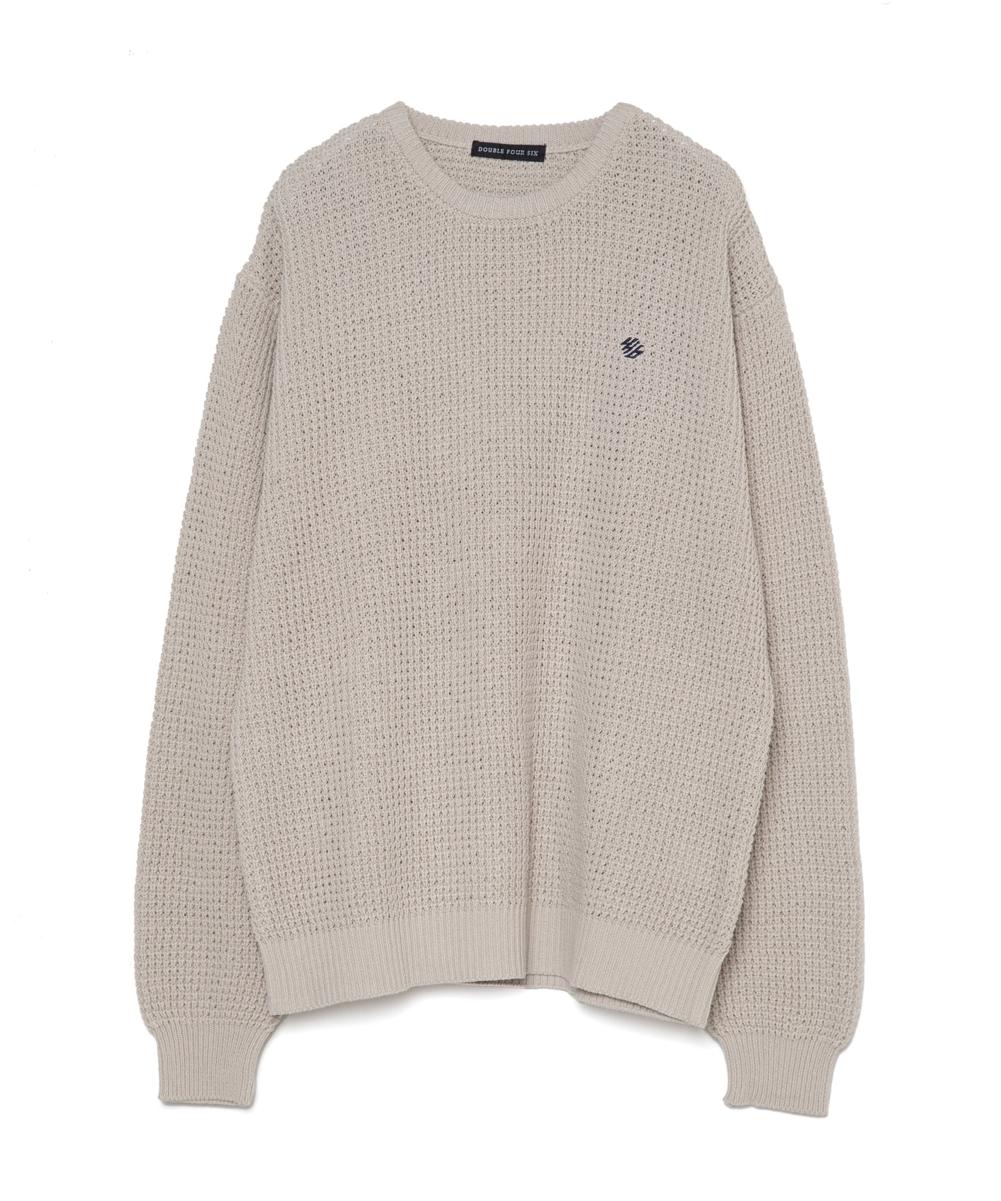 446-Logo Waffle Knit Pullover Greige