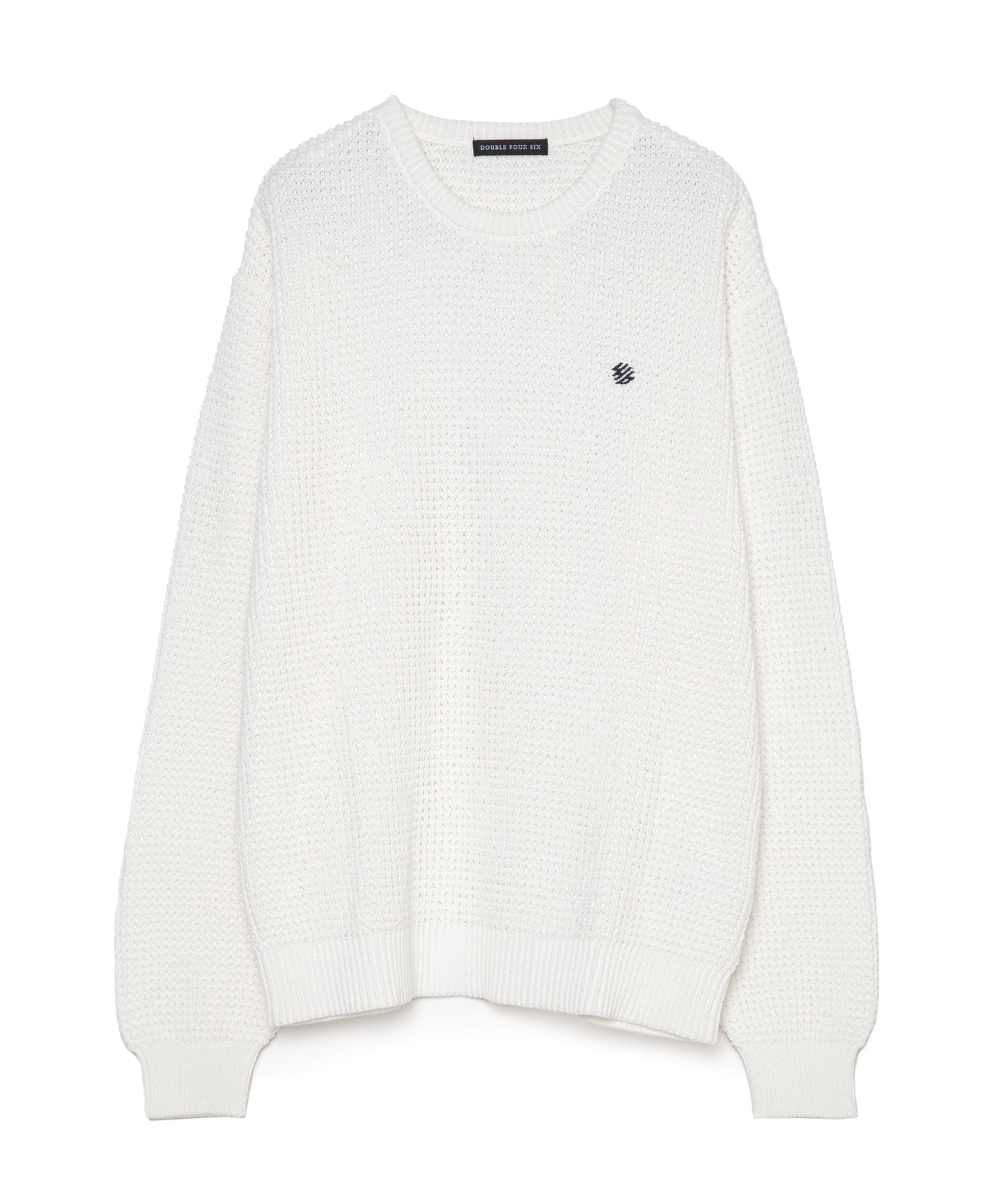 446-Logo Waffle Knit Pullover Off White