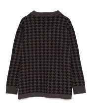 画像をギャラリービューアに読み込む, 446- Houndstooth Pattern Knit Cardigan Chidori Black
