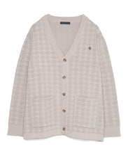 画像をギャラリービューアに読み込む, 446- Houndstooth Pattern Knit Cardigan Chidori Greige
