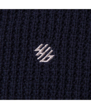 画像をギャラリービューアに読み込む, 446-Logo Waffle Knit Cardigan Navy
