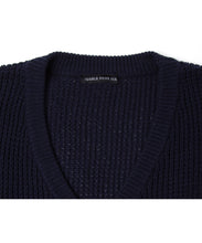 画像をギャラリービューアに読み込む, 446-Logo Waffle Knit Cardigan Navy
