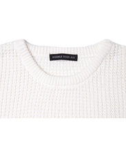 画像をギャラリービューアに読み込む, 446-Logo Waffle Knit Pullover Off White
