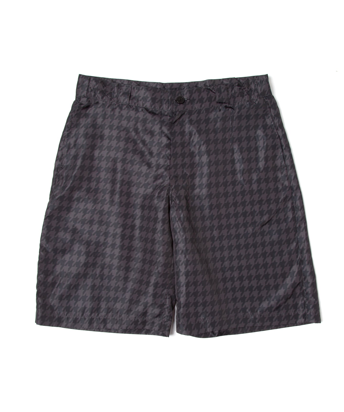 DOUBLE FOUR SIX-  Houndstooth Pattern Back Logo Pants Chidori Black