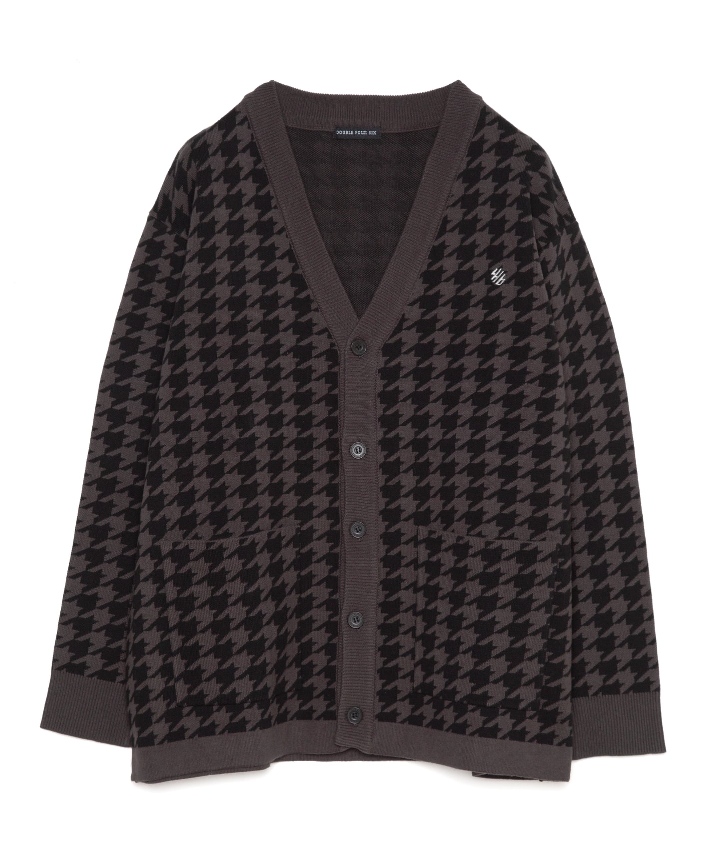 446- Houndstooth Pattern Knit Cardigan Chidori Black