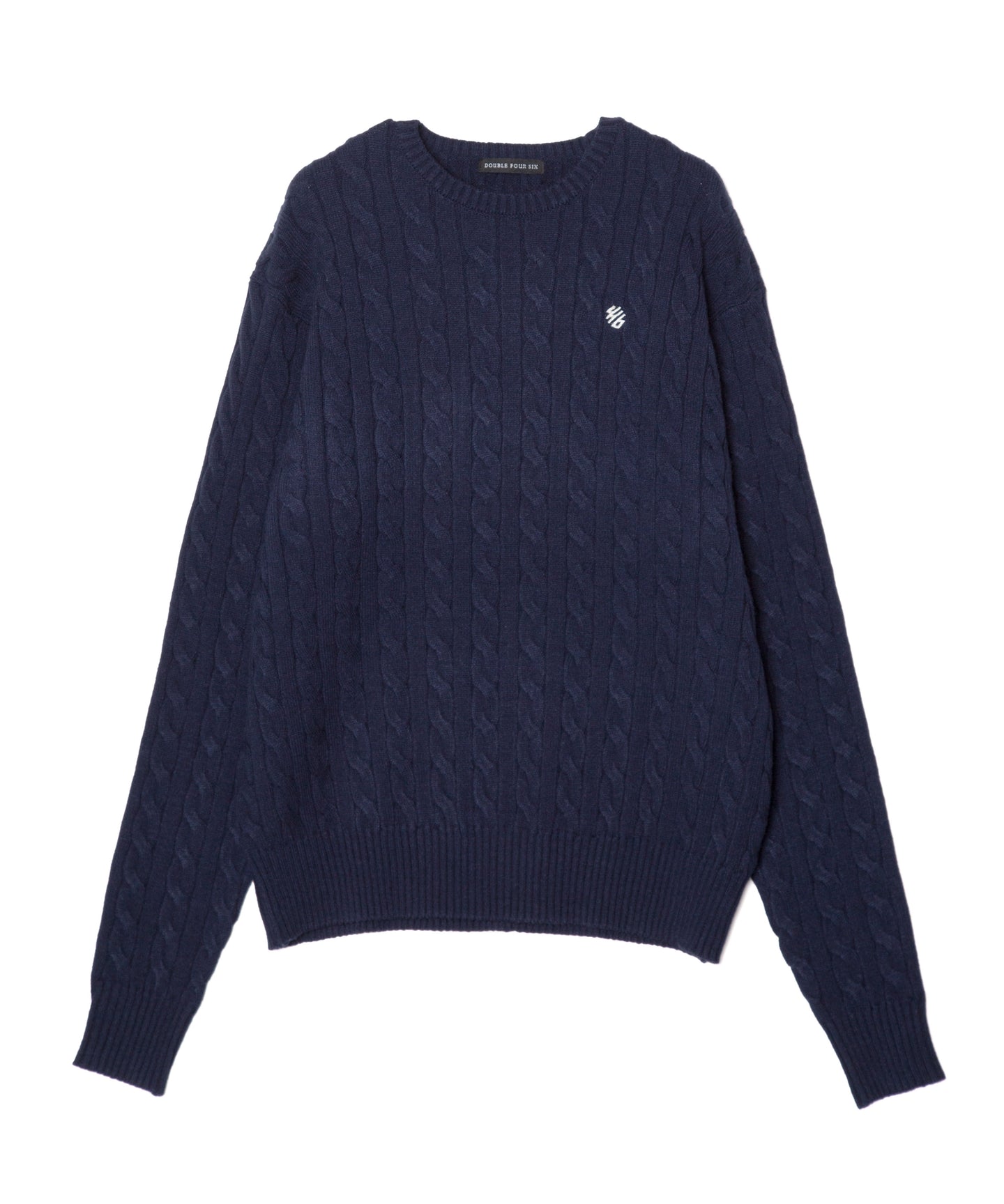 446-Cable Knit Pullover Navy