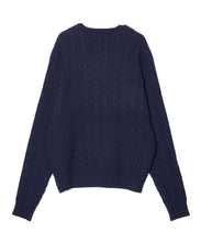 画像をギャラリービューアに読み込む, 446-Cable Knit Pullover Navy
