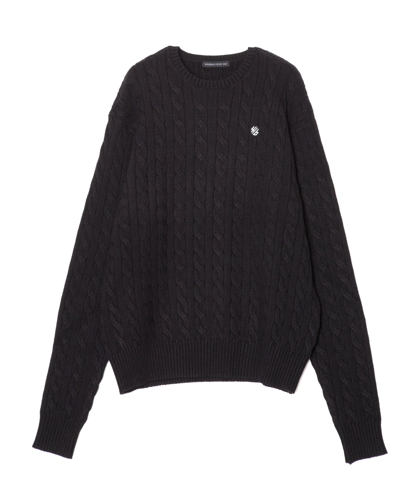 446-Cable Knit Pullover Black