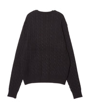 画像をギャラリービューアに読み込む, 446-Cable Knit Pullover Black
