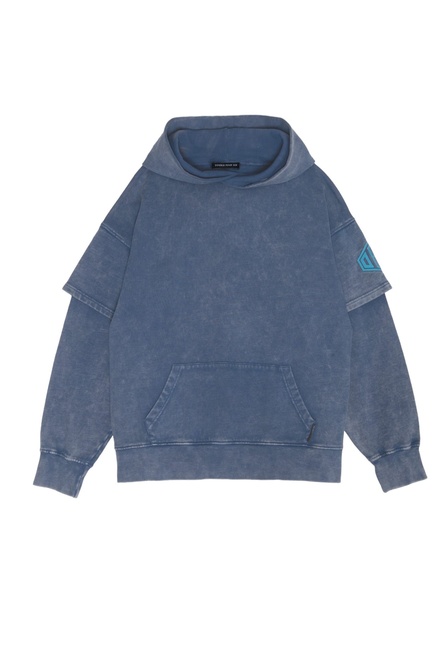 DFS-Silicon Logo  Layered Sleeve Hoodie Blue