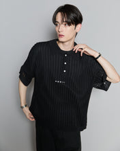 画像をギャラリービューアに読み込む, Crochet Knit Poloshirt Black
