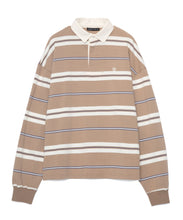 画像をギャラリービューアに読み込む, 446-Stripe Long Sleeve Polo Shirt Greige Stripe
