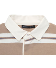 画像をギャラリービューアに読み込む, 446-Stripe Long Sleeve Polo Shirt Greige Stripe
