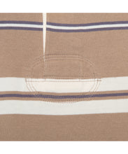 画像をギャラリービューアに読み込む, 446-Stripe Long Sleeve Polo Shirt Greige Stripe
