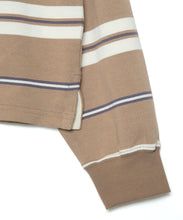 画像をギャラリービューアに読み込む, 446-Stripe Long Sleeve Polo Shirt Greige Stripe
