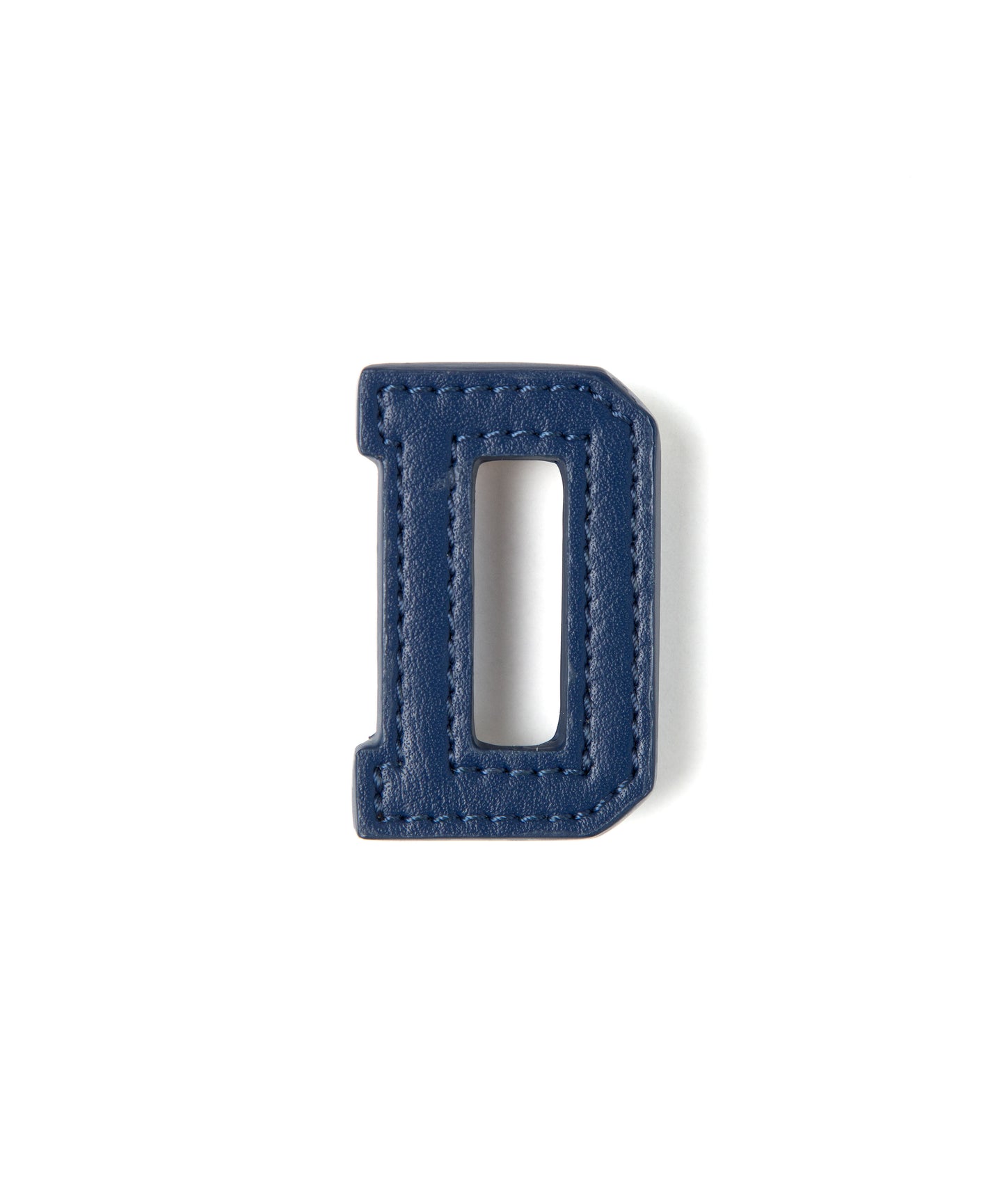 D-Synthetic Leather Alphabet Brooch Navy