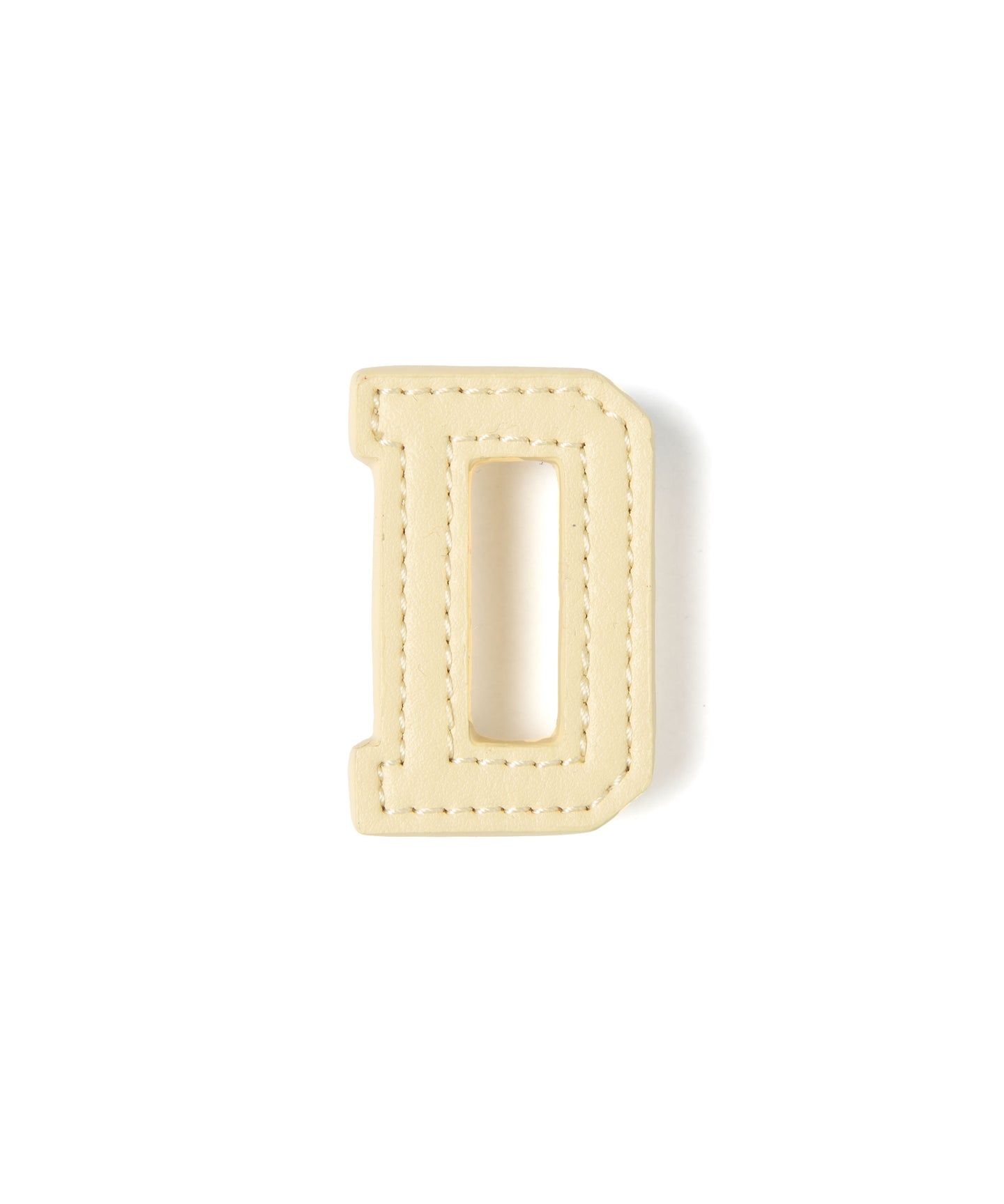 D-Synthetic Leather Alphabet Brooch Milky yellow