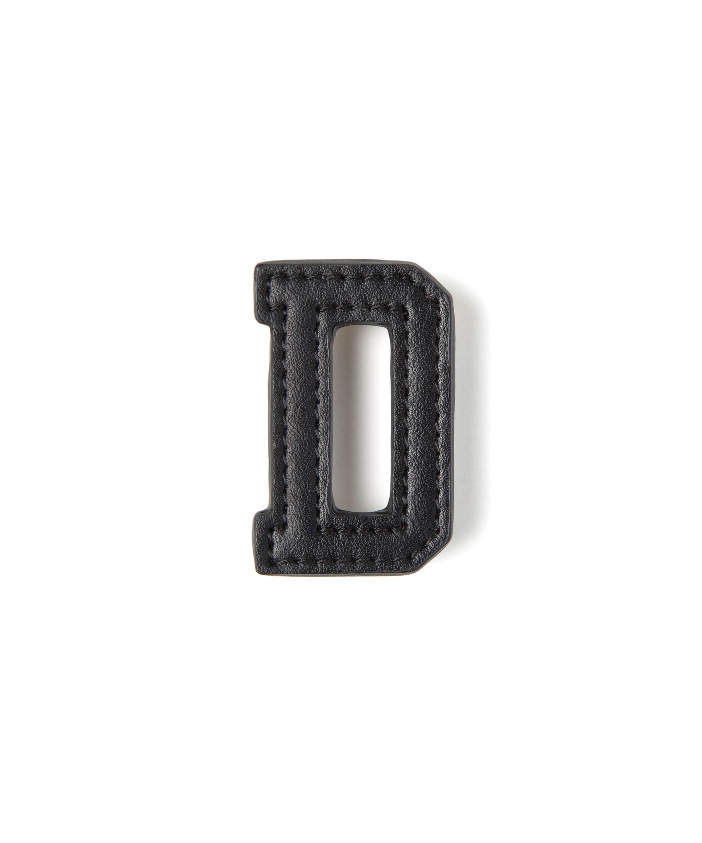 D-Synthetic Leather Alphabet Brooch Black