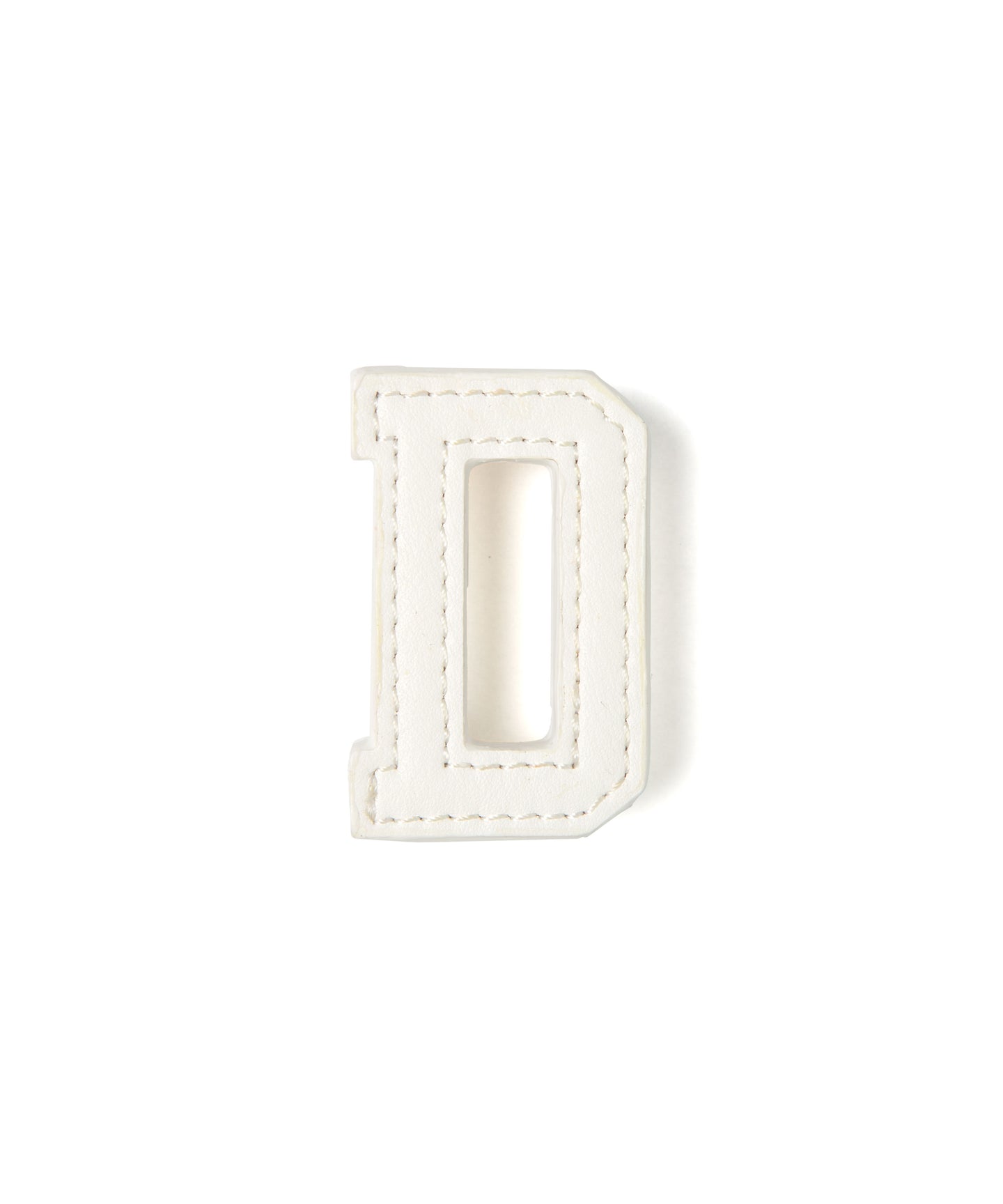 D-Synthetic Leather Alphabet Brooch White