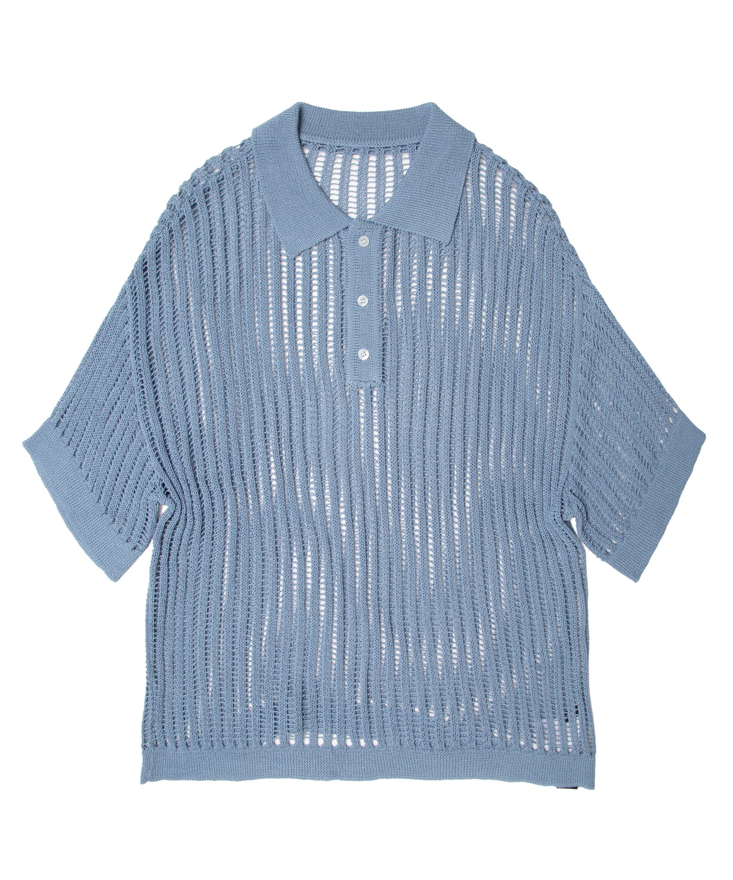 Crochet Knit Poloshirt Blue