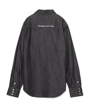 画像をギャラリービューアに読み込む, DOUBLE FOUR SIX-Open Collar Denim Shirt Black
