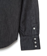 画像をギャラリービューアに読み込む, DOUBLE FOUR SIX-Open Collar Denim Shirt Black
