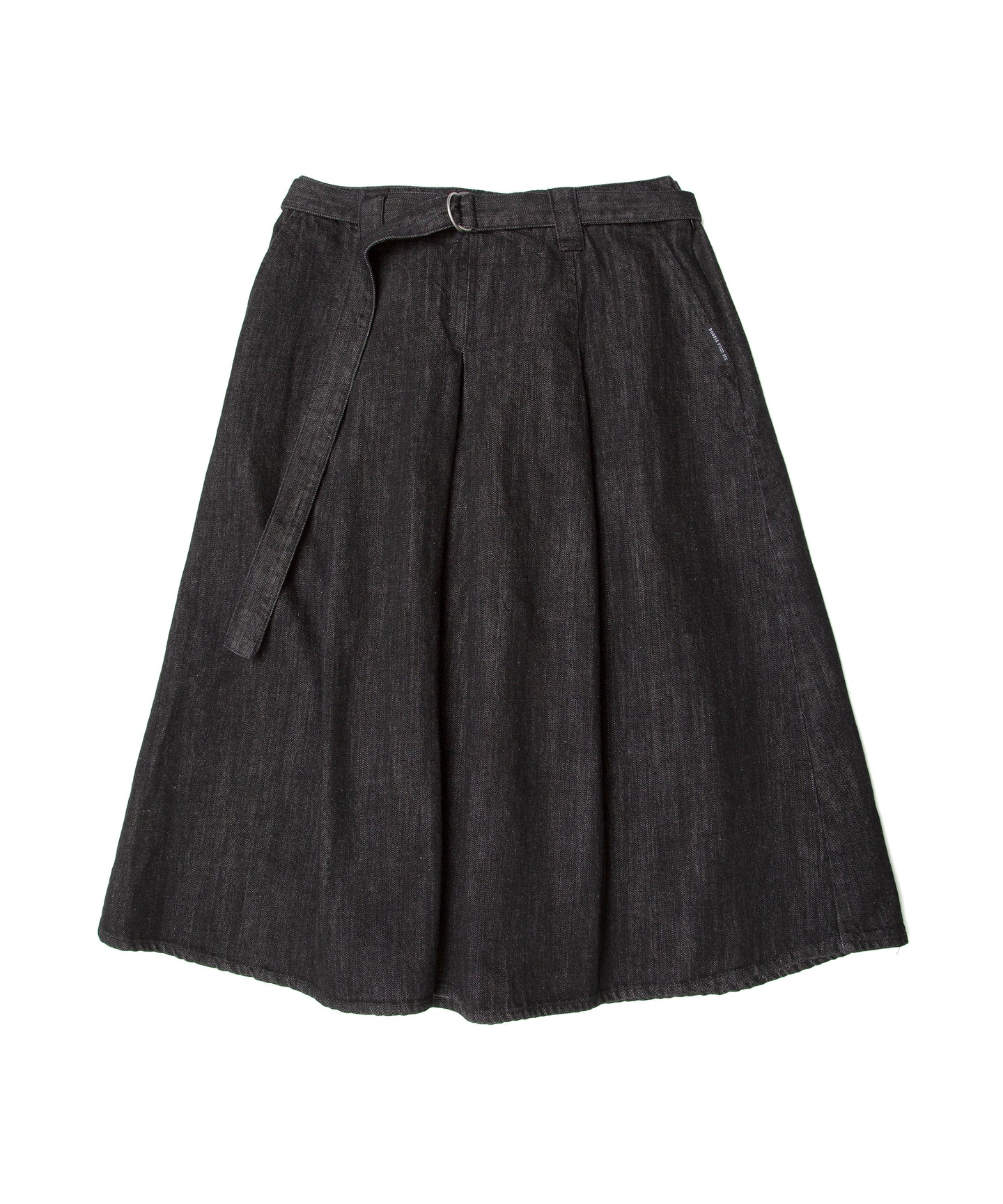 Denim Pleated Skirt Black Denim