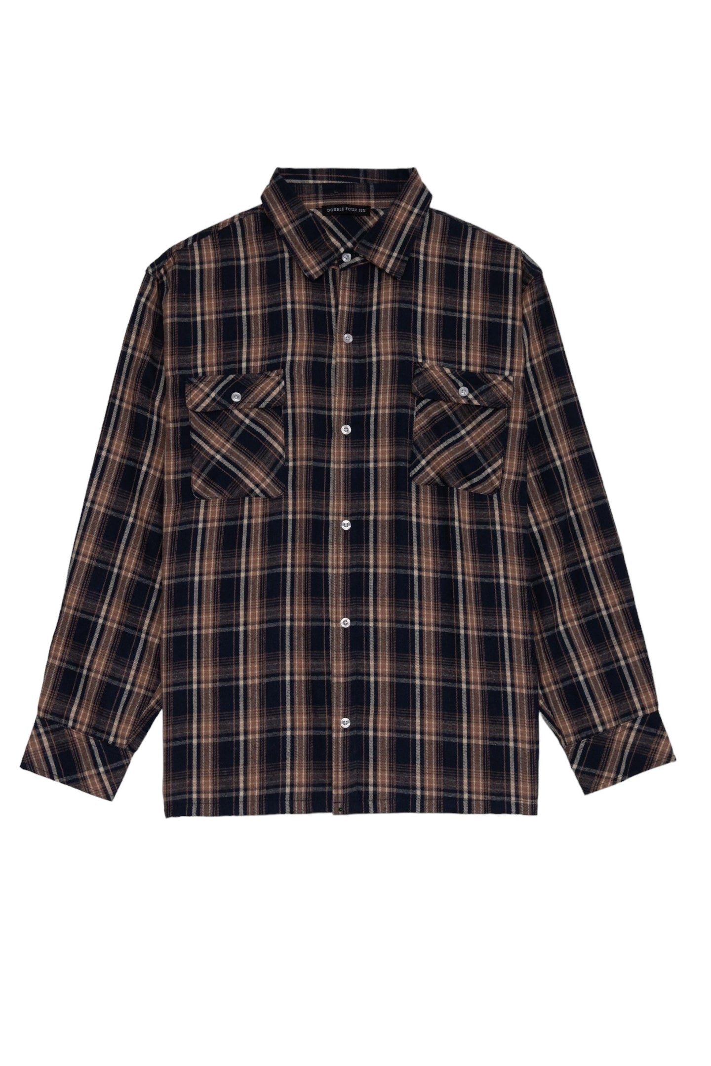 DOUBLE FOUR SIX- Back Logo Checked Shirt Navy Check
