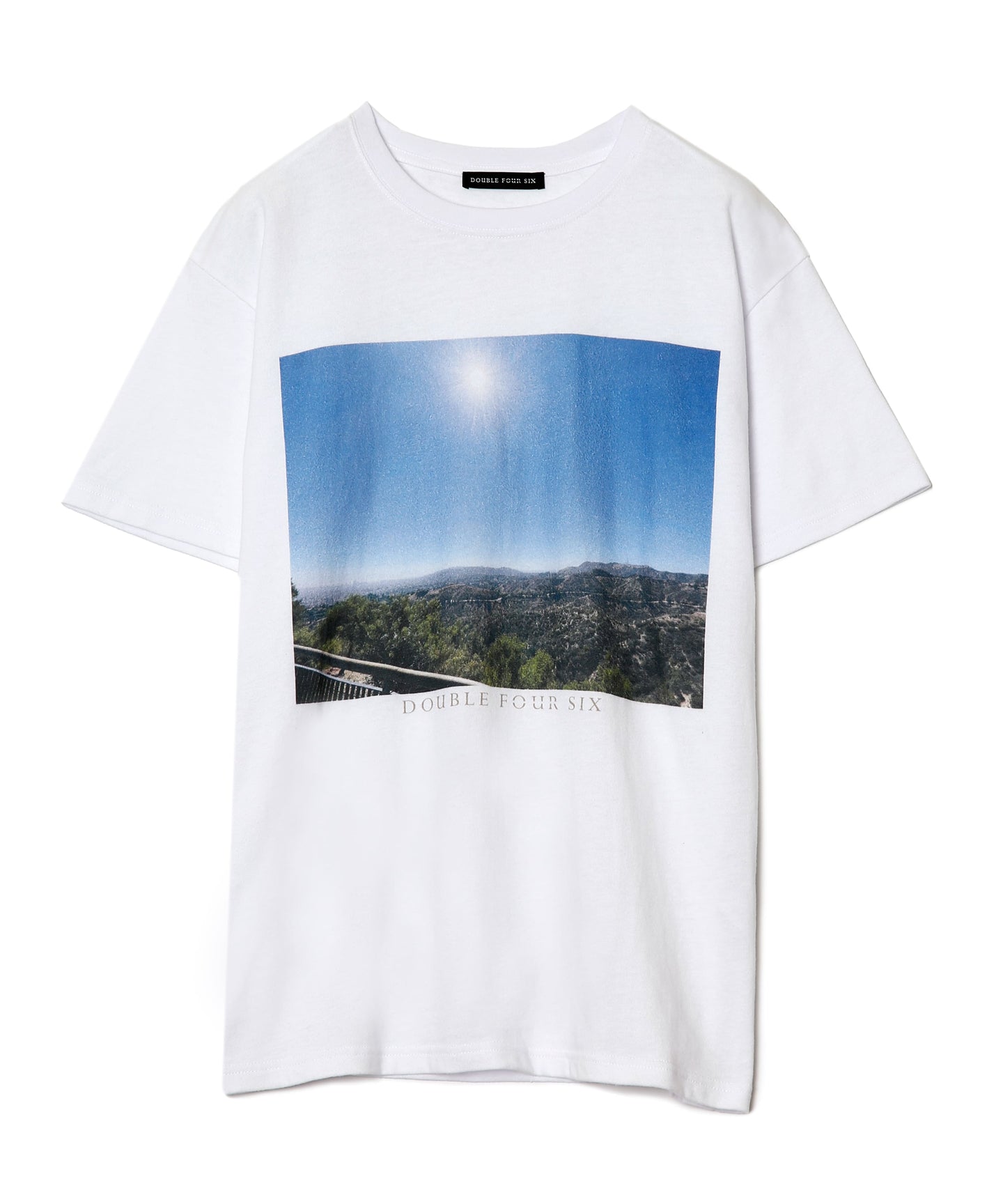 LA Photo Print T-Shirt White×Blue Sky