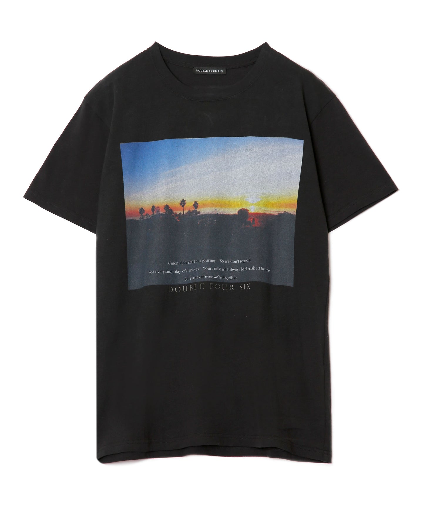 LA Photo Print T-Shirt Black×Sunset