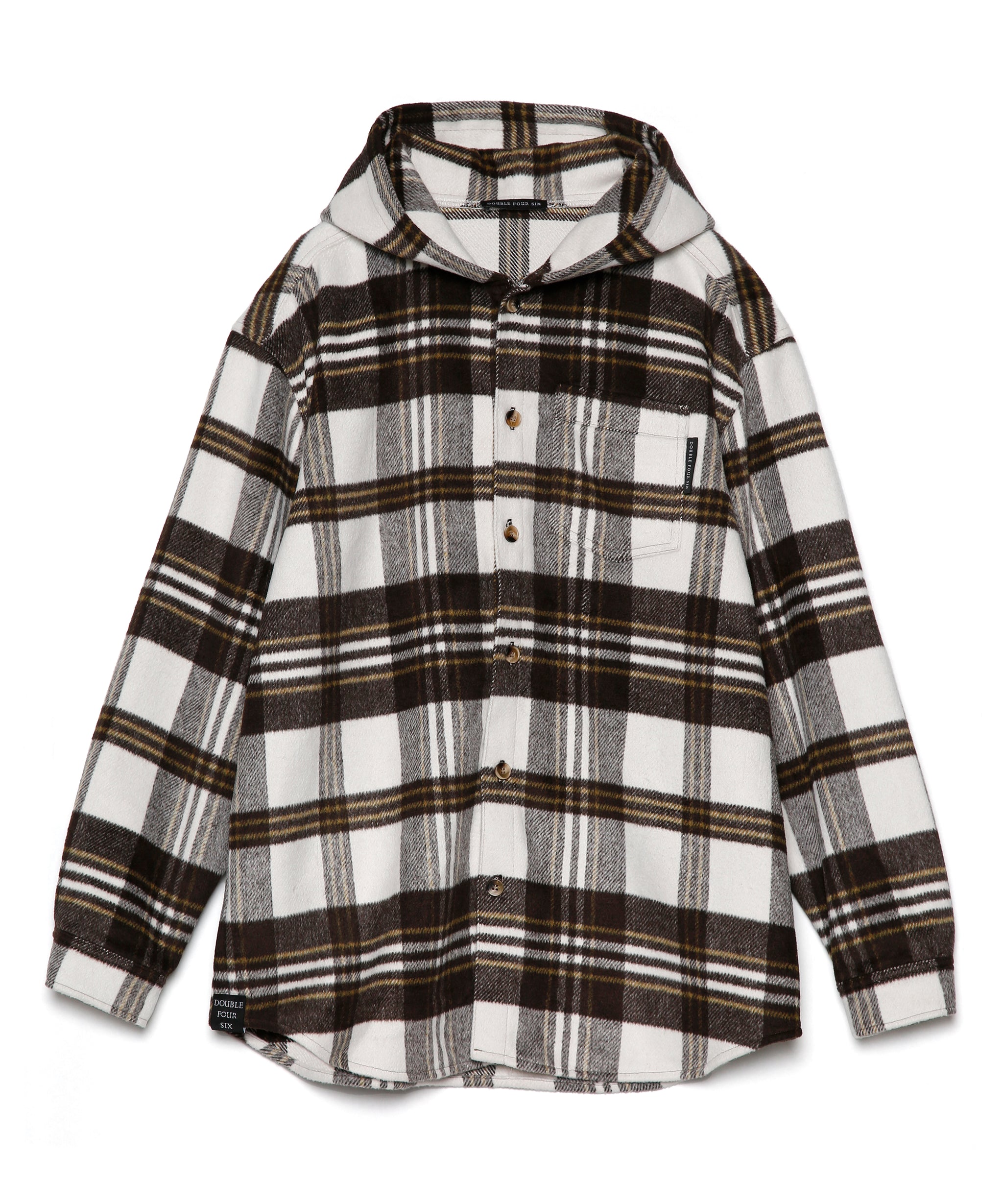 【数量限定商品】Checkered Shirt Hoodie Brown Check