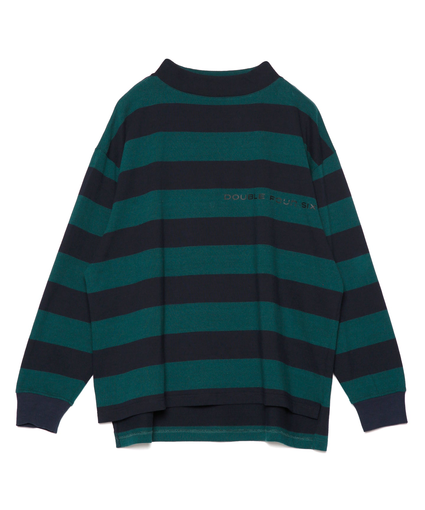 【数量限定商品】Oversize Mock Neck Stripe Long Sleeve T-Shirts Navy