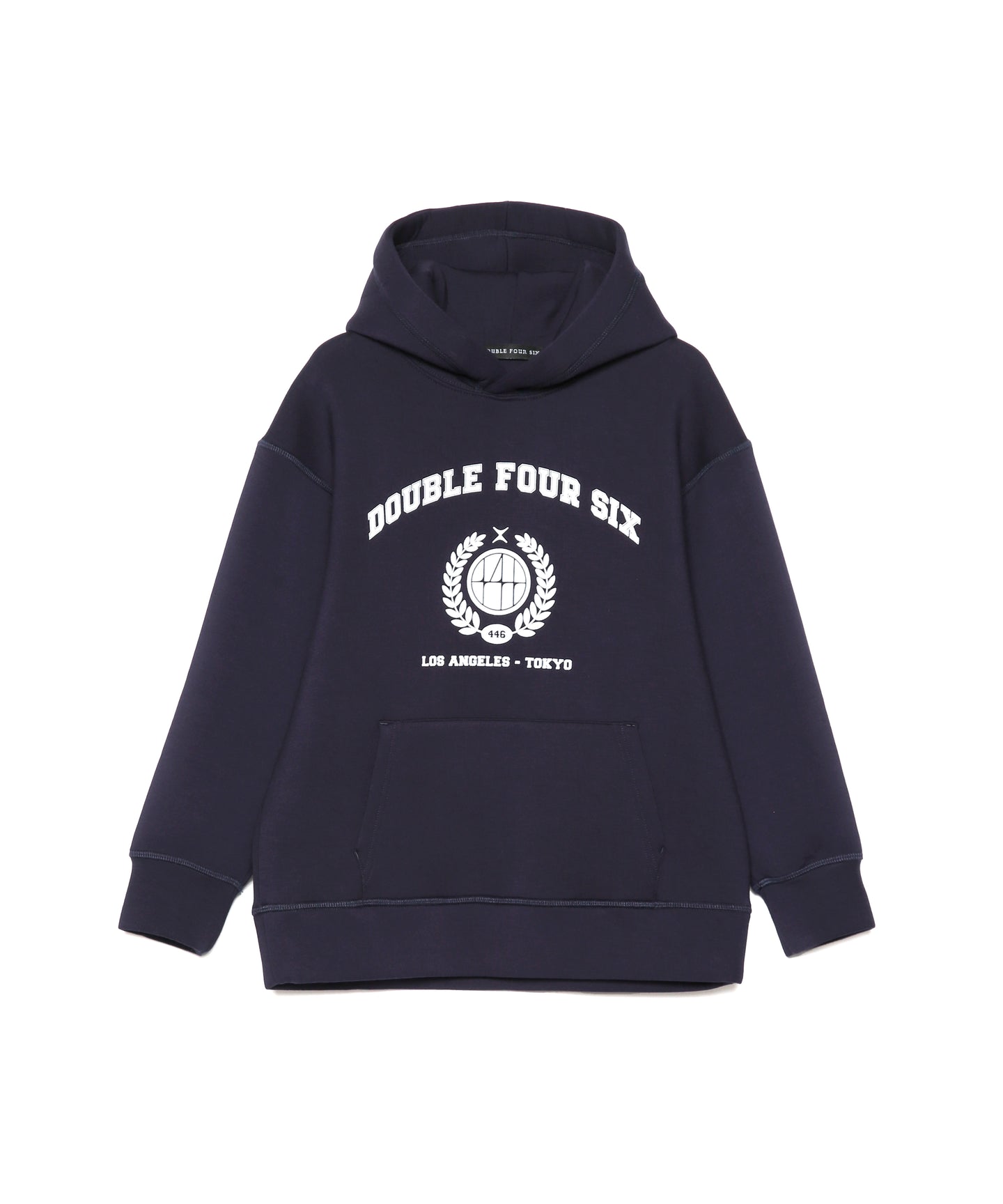 【kids】446-DOUBLE FOUR SIX- College Print Hoodie Navy