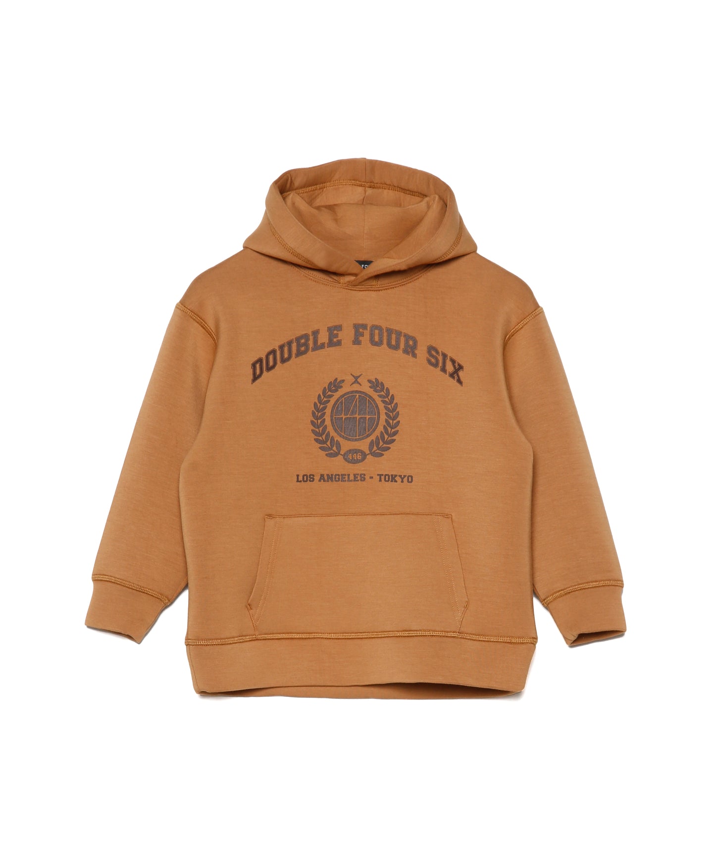 【kids】446-DOUBLE FOUR SIX- College Print Hoodie Brown