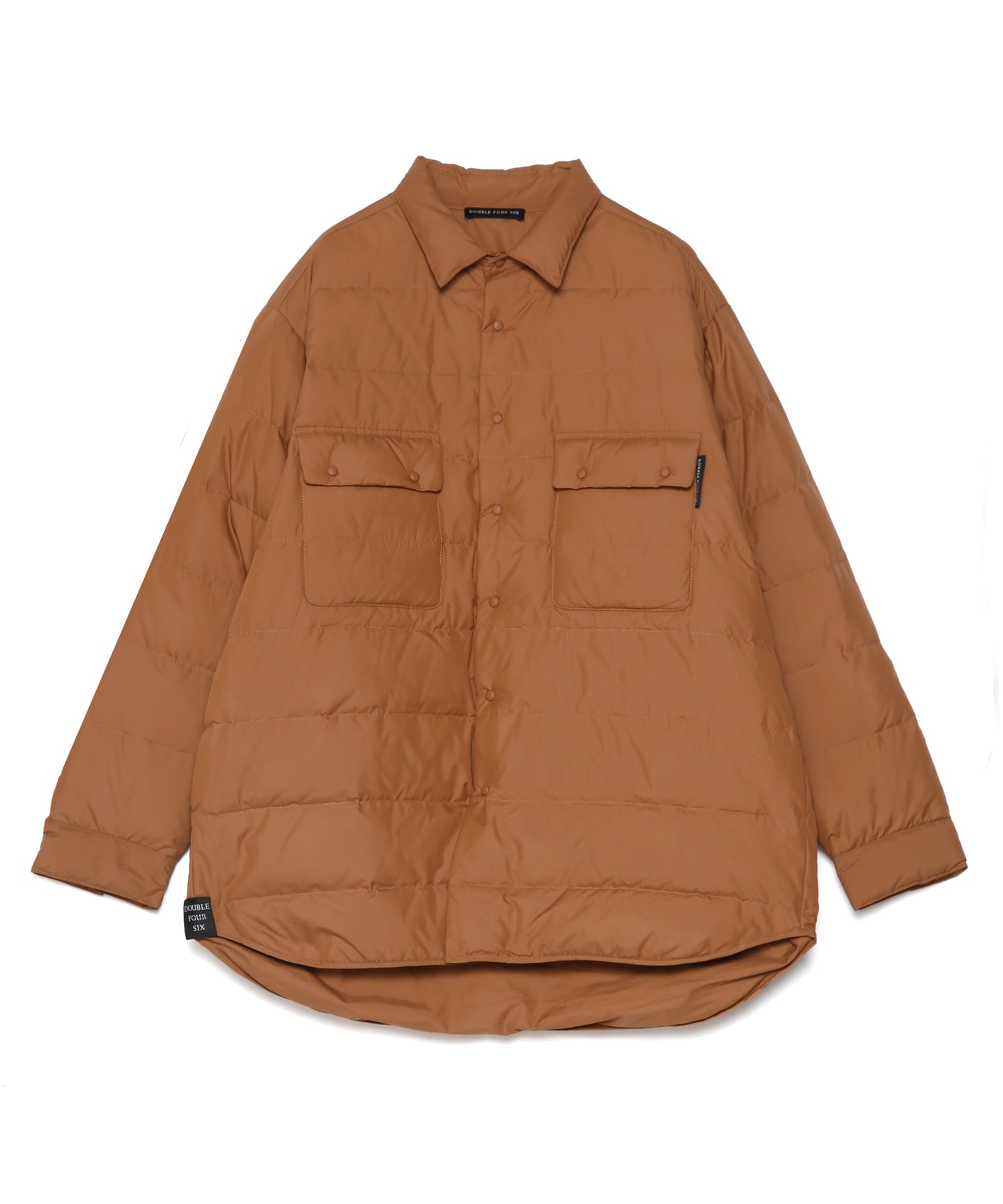 Double Pockets Fiber Down Shirt  Jacket Brown
