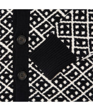 画像をギャラリービューアに読み込む, 446 Total Pattern Knit Cardigan Black
