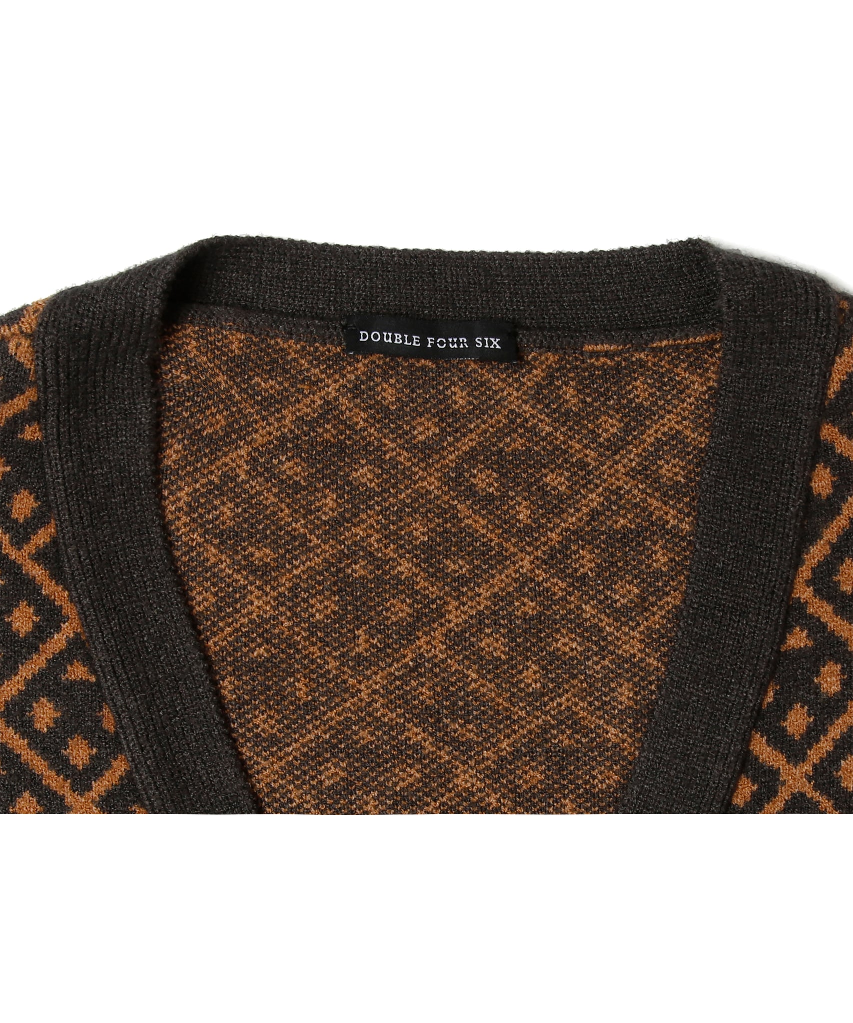 数量限定商品】446 Total Pattern Knit Cardigan Brown – 446 - DOUBLE