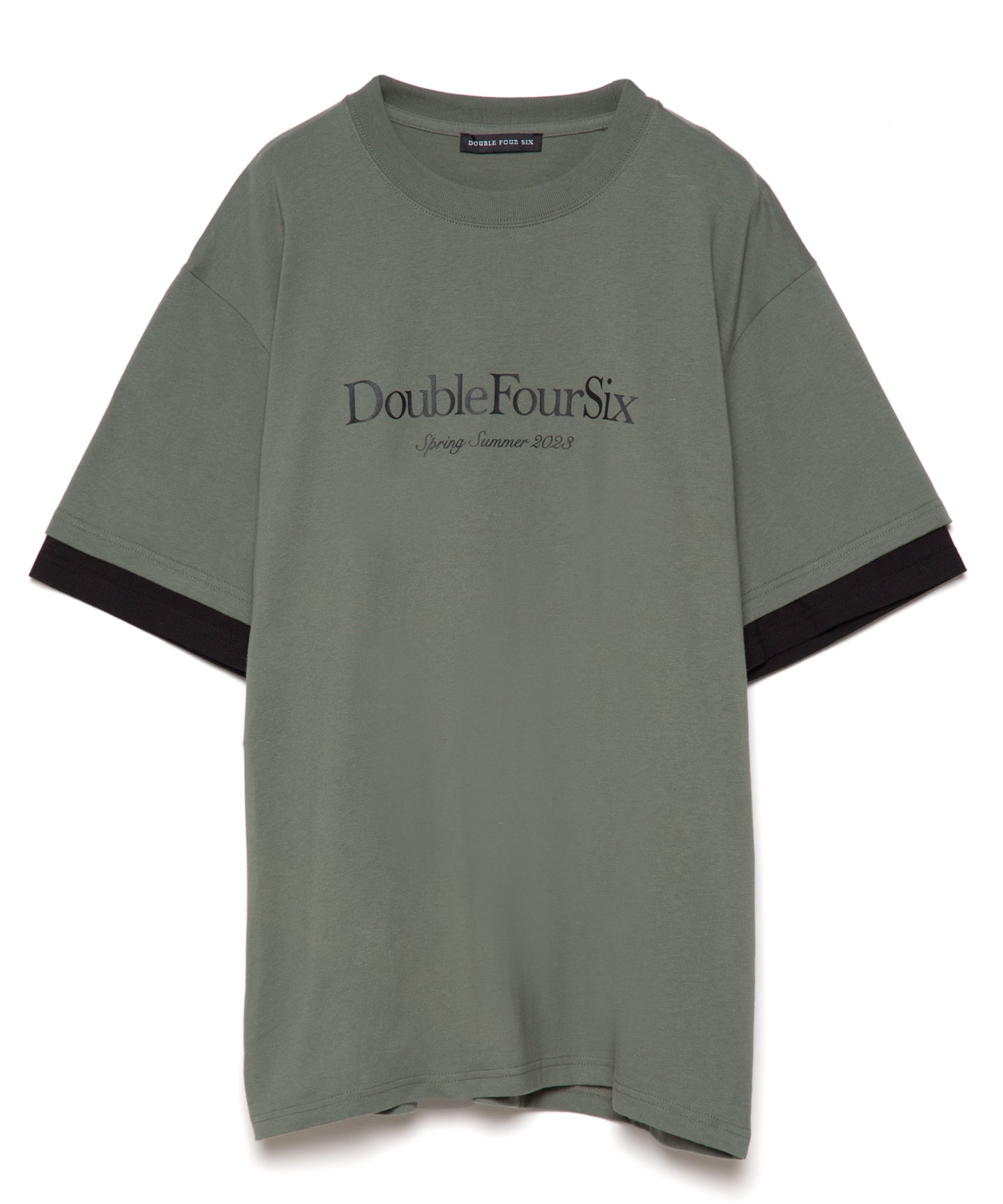 【数量限定商品】DOUBLE FOUR SIX- Layered Sleeve T-shirt Khaki×Black